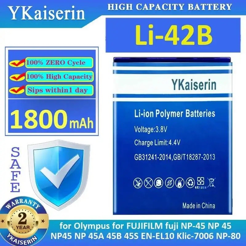แบตเตอรี่กล้อง LI-42B 1800Mah สําหรับ Olympus Fujifilm Fuji NP-45 NP 45 NP45 45A 45B 45S EN-EL10 Kli