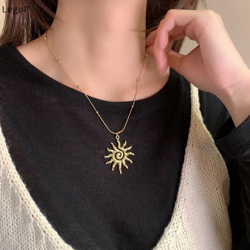 LegoP Gold Plated Spiral Sun จี้เครื่องประดับชุด Tarnish ทน Bohemian Nelace ต่างหูผู้หญิงพรหมสวม (TH)
