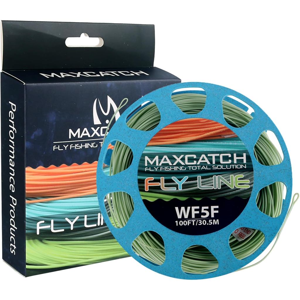 Maxcatch Weight Forward Fly Fishing Line พร้อมห่วงเชื่อม 2 ห่วง, Fly Lines ลอยสําหรับน้ําจืด, 100FT 