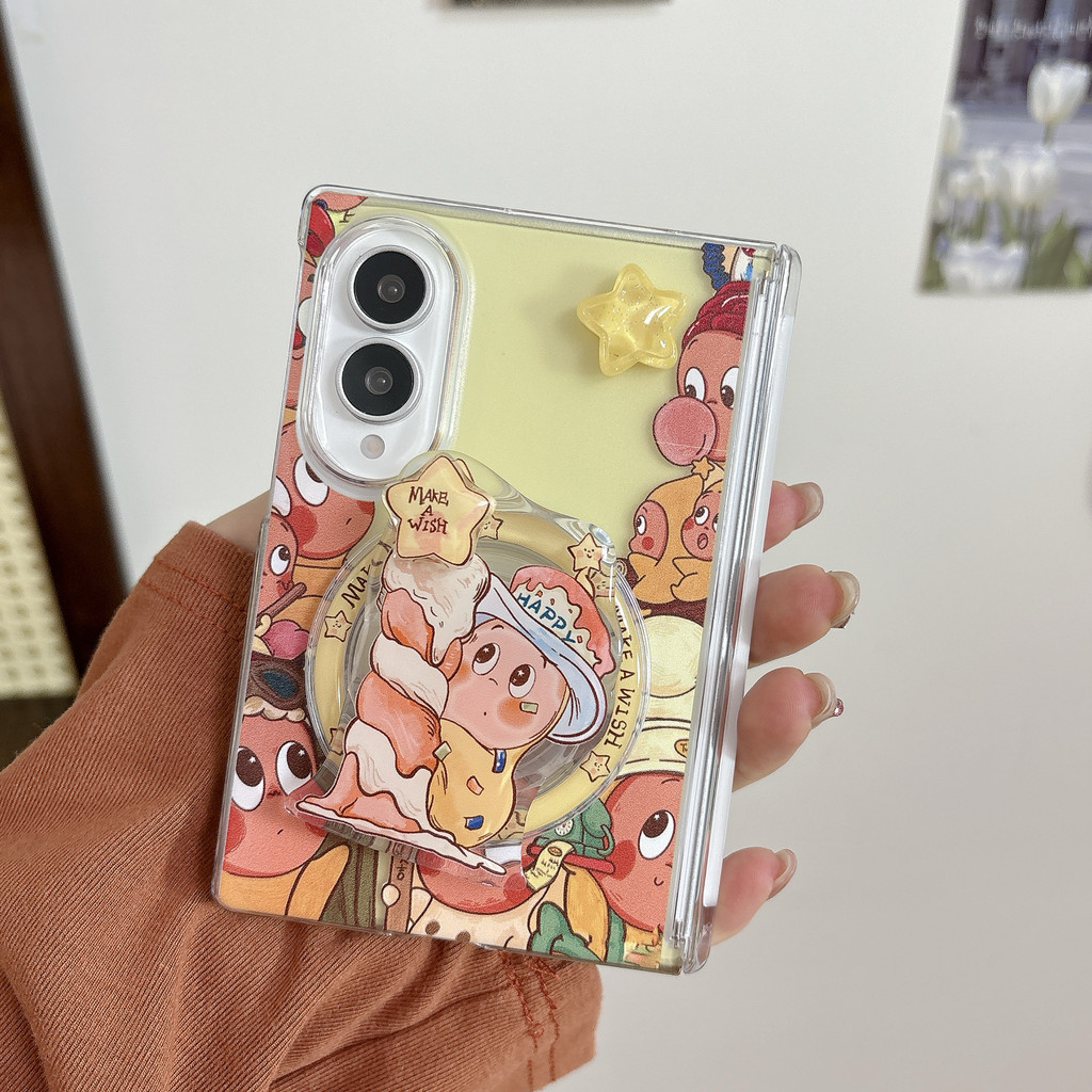 New style การ์ตูน น่ารัก Twinkle Twinkle Magnetic holder เคส สำหรับ Samsung Galaxy Fold8 Wide Case ชุดสามชิ้นที่ถอดออกได้รวมทุกอย่าง แกนกลางแม่เหล็ก ป้องกันการตก พลิกปก เคส