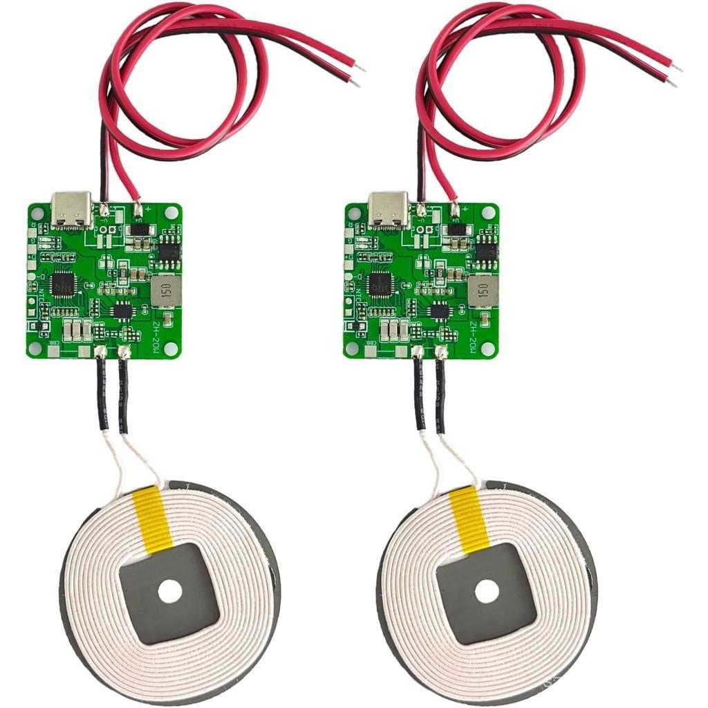 2 ชิ้น 20 วัตต์ Max QI Wireless Charger PCBA โมดูลขดลวด, DIY Fast Charging Circuit Board พร้อมพอร์ต 