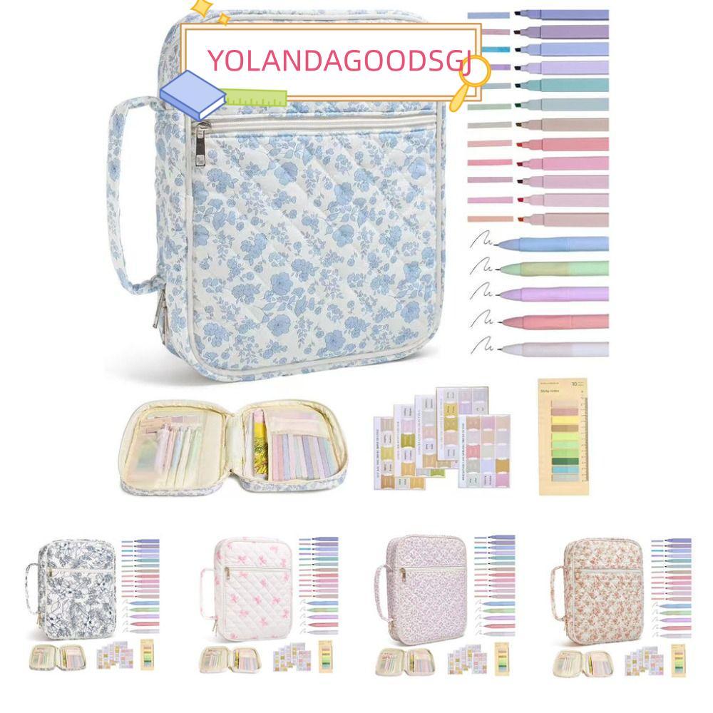 YOLANDAGOODSGJ Bible Cover , Handle Floral Design Bible Cover Bag, Zipper Pocket Bible Journaling Ki