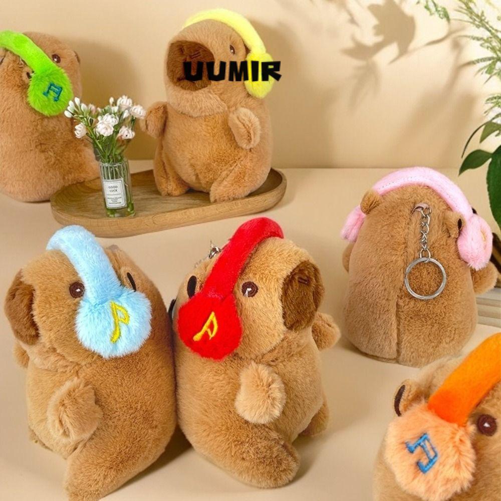 UUMIR Capybara ตุ๊กตาพวงกุญแจ,สวมใส่หูฟัง Plush Capybara จี้,แบบพกพา Multicolor Capybara ตุ๊กตาสัตว์ของขวัญ