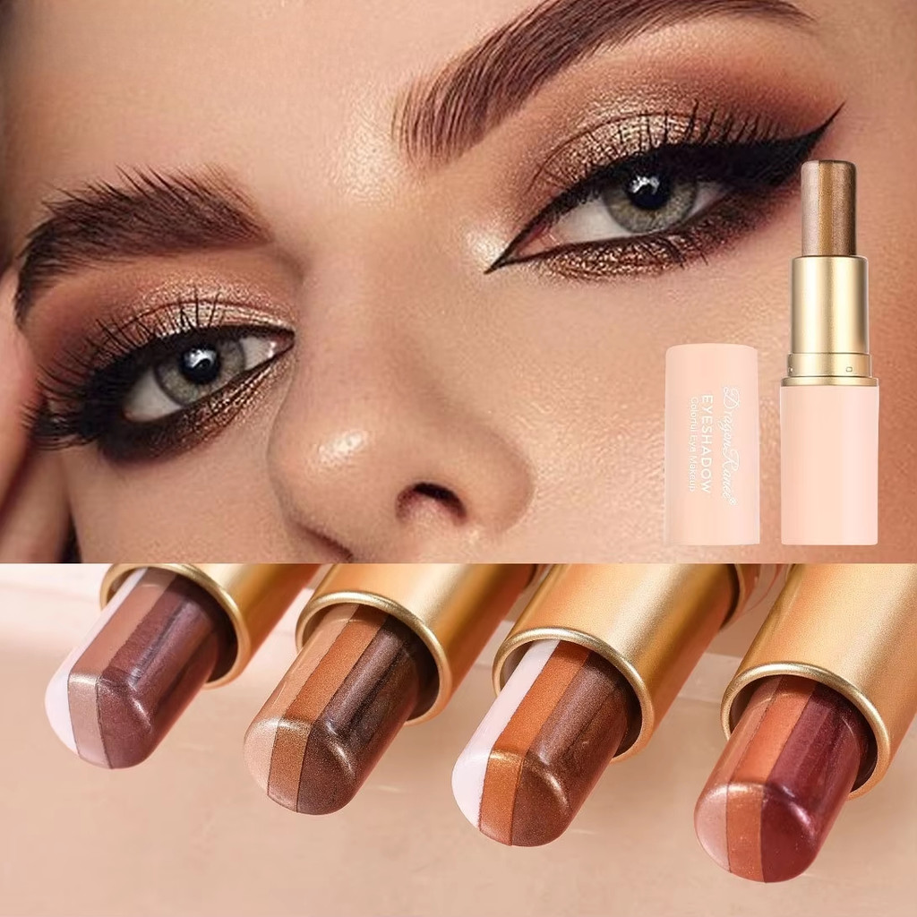 Three in One Cream Eye Shadow Stick Set Shiny Metal Eye Shadow Pen Lying Silkworm Bright Pen Simple 