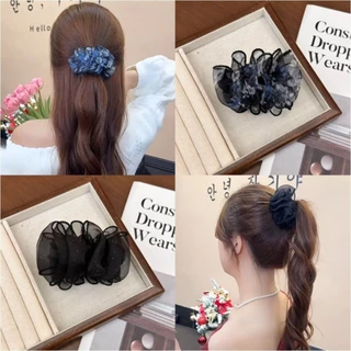 คลิปผมหางม้าดีไซน์วินเทจลายดอกไม้สำหรับผู้หญิง ใช้จัดแต่งทรงผมได้หลากสไตล์