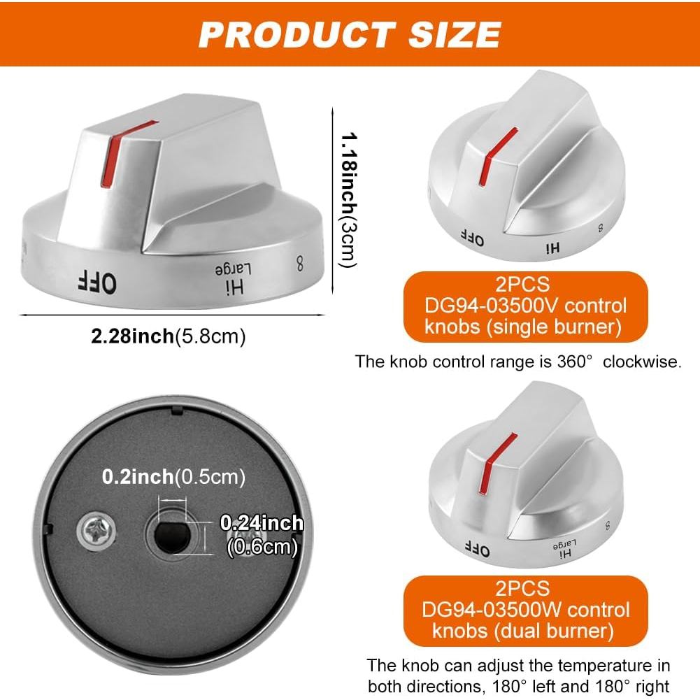 4PCS DG94-03500A/Z สําหรับ Sam-Sung Knob Replacement, DG94-03500V DG94-03500W ลูกบิดใช้งานร่วมกับ Sa