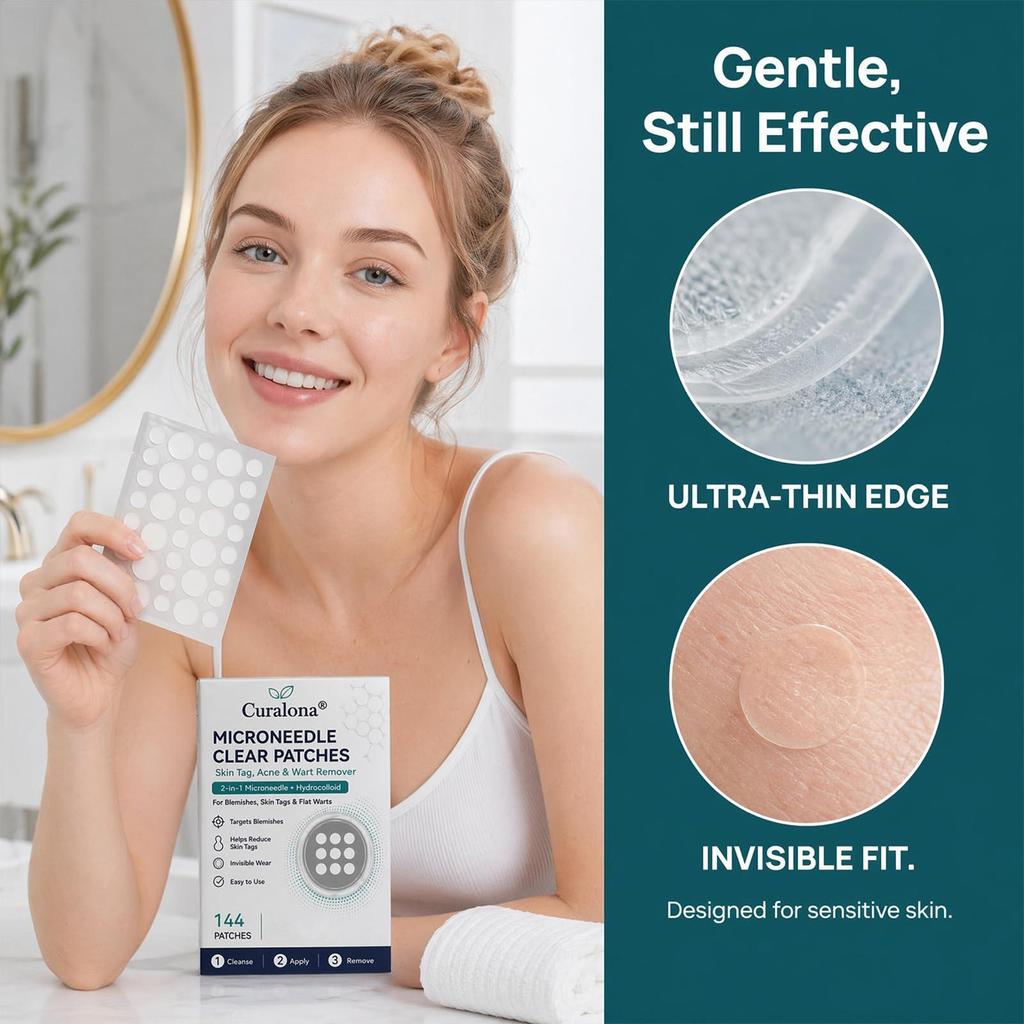 Microneedle Patch 144 ชิ้น Calming Microneedle Pads Skin Mark Remover สําหรับชายผู้ใหญ่เพื่อนครอบครั