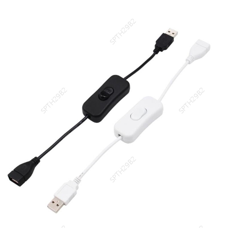 พัดลม USB Power Supply Line Adapter Female to Male Connector Cable พร้อมสวิตช์เปิด/ปิดสําหรับ USB Light Lamp TH29B2