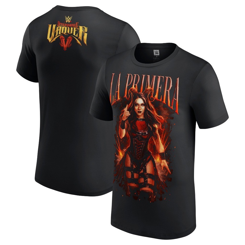 เสื้อยืดสีดำStephanie Vaquer La Primera เสื้อแขนสั้นลายนักมวยปล้ำหญิง WWE เสื้อแฟนคลับมวยปล้ำมืออาชี