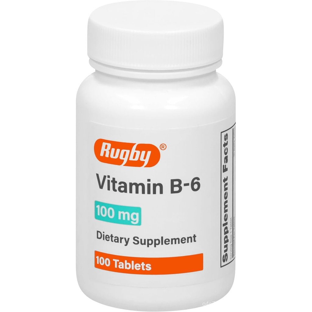 Rugby Vitamin B-6 Tablets - 100mg of Vitamin B6 - Dietary Supplement - 100 Count