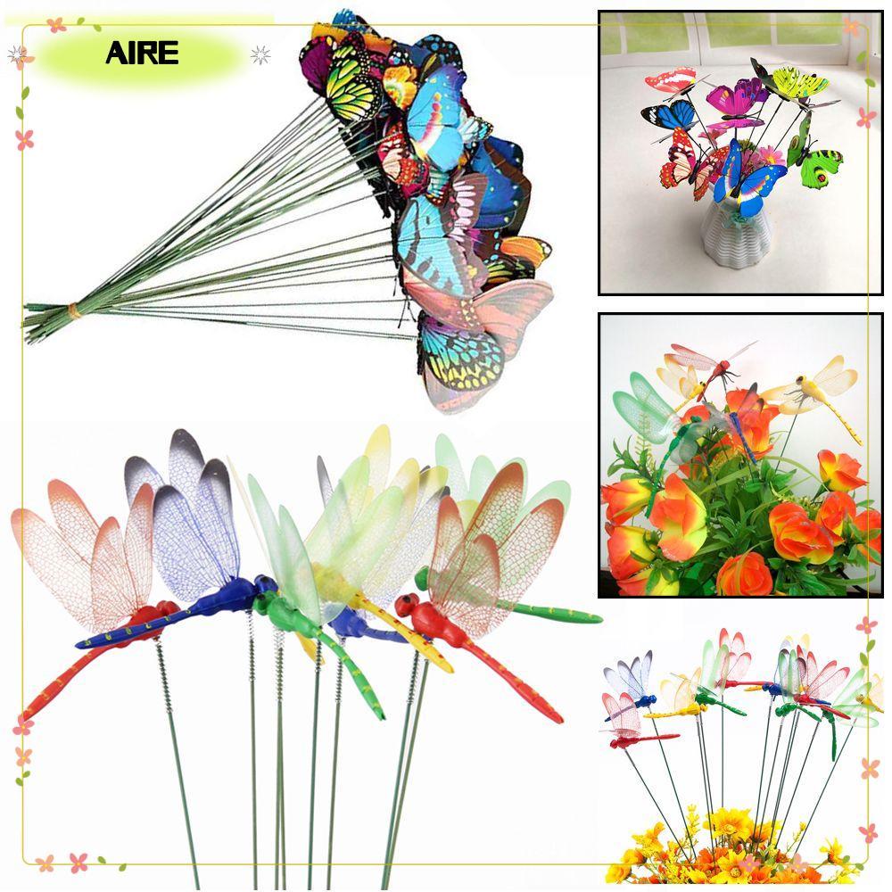 AIRE 5/10PCS จําลองผีเสื้อหัตถกรรมเครื่องประดับสนามหญ้า Yard แท่งบาง