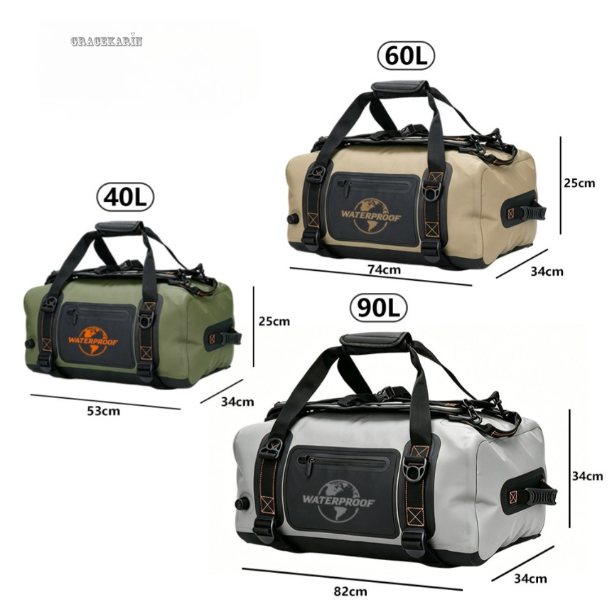 กันน้ํารถจักรยานยนต์ Saddlebag หางกระเป๋า 60L 90L 40L PVC ขี่กระเป๋าเดินทาง Pack