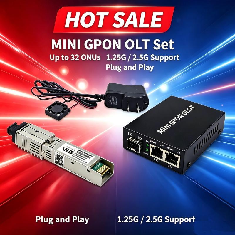 Mini GPON OLT VOLT 1.25G/2.5G GPON OLT, Downstream 2488Mbps ต้นน้ํา 1244Mbps ชุดพร้อม GPON SFP โมดูล