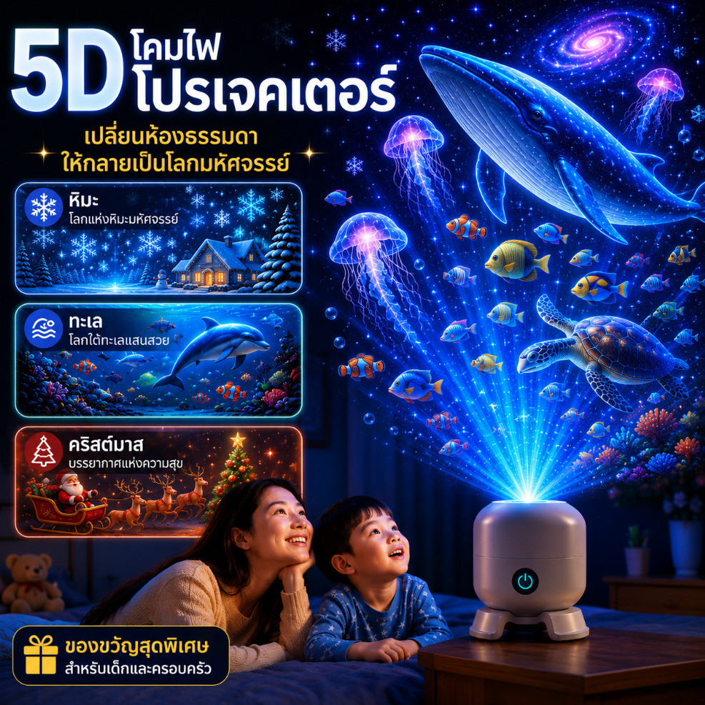 New Arrivals ไฟโปรเจคเตอร์กาแล็กซี 7 สี หมุนอัตโนมัติ USB ไฟสร้างบรรยากาศ ห้องนอน ห้องเด็ก ของขวัญสุดพิเศษ