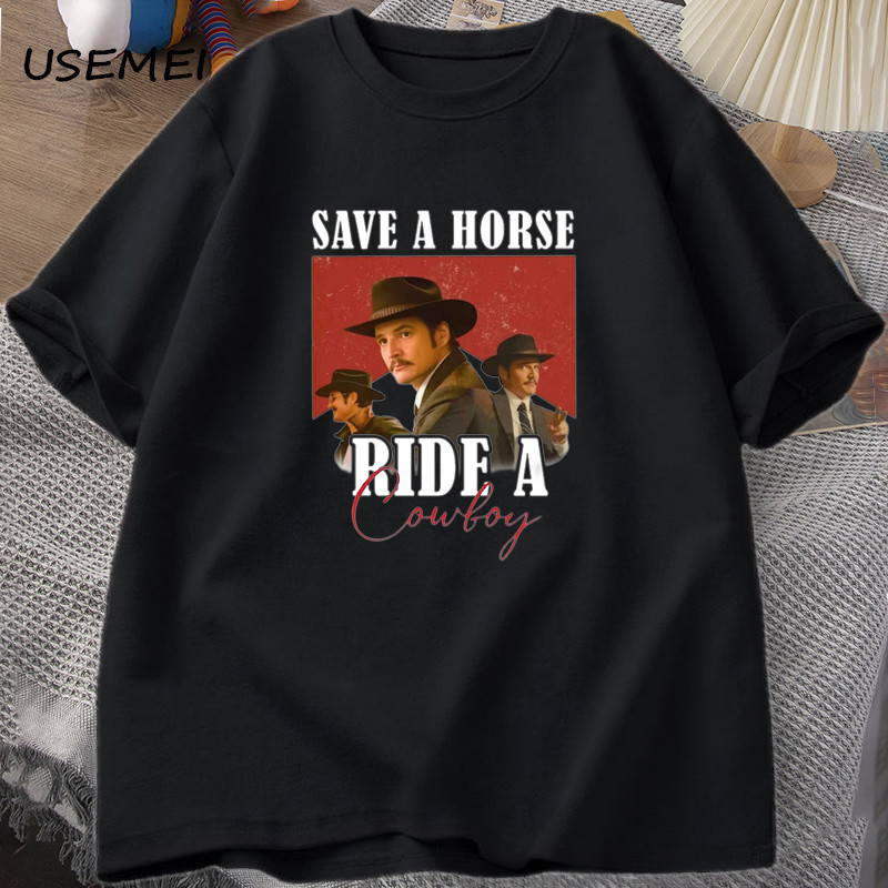 TEHM 2026 วาฟเฟิลของขวัญสําหรับเพื่อน Pedro Pascal เสื้อยืดคาวบอยกราฟิก Tshirt บันทึกม้า Ride A คาวบ