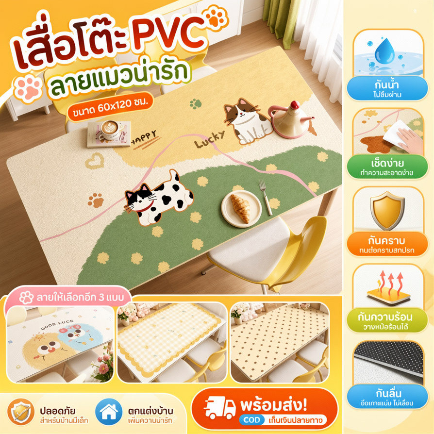 COD เสื่อโต๊ะ หนังทนต่อคราบสกปรก ดีไซน์เรียบง่าย แผ่นรองเมาส์ขนาดใหญ่ สามารถตัดได้ตามต้องการ 60*120CM