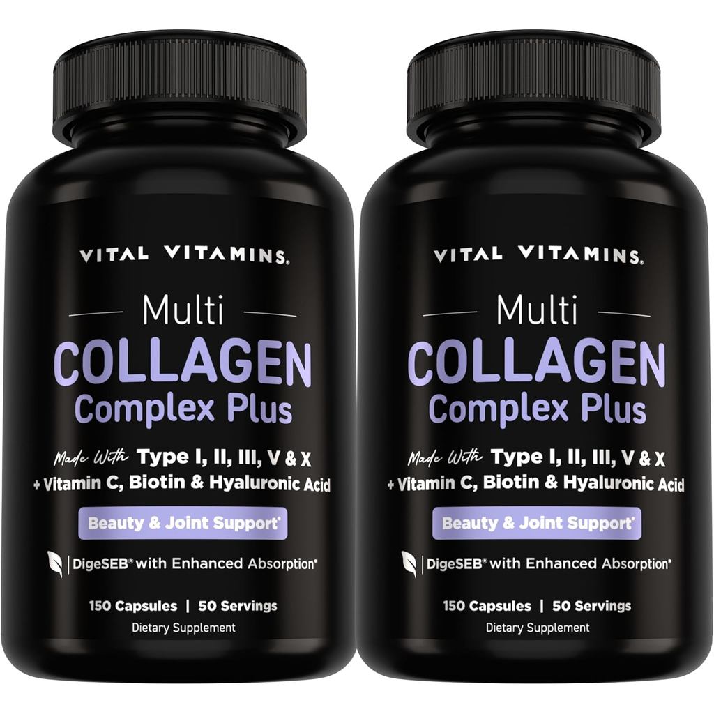 Vital Vitamins Multi Collagen Complex Plus Biotin, Hyaluronic Acid & VIT. ซี | อาหารเสริมเส้นผม ผิว 