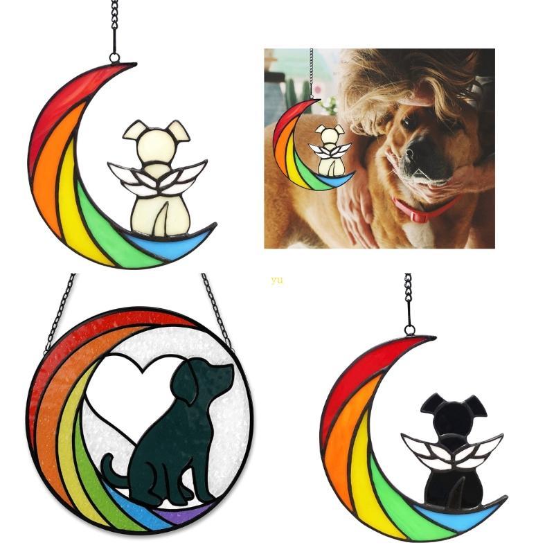 Yu ที่ไม่ซ้ํากัน Stained Glass หน้าต่างแขวน Sun Catchers สัตว์เลี้ยง Remembrances สําหรับสุนัข Devot