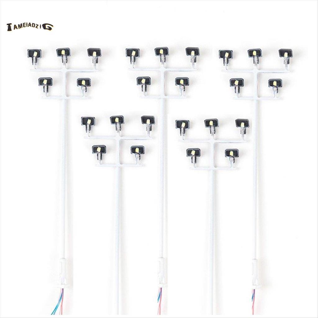 [คุณภาพ T]5PCS HO Scale Model Lighting Tower 3V Train Light รถไฟ LED Plaza โคมไฟอาคารทิวทัศน์เค้าโคร