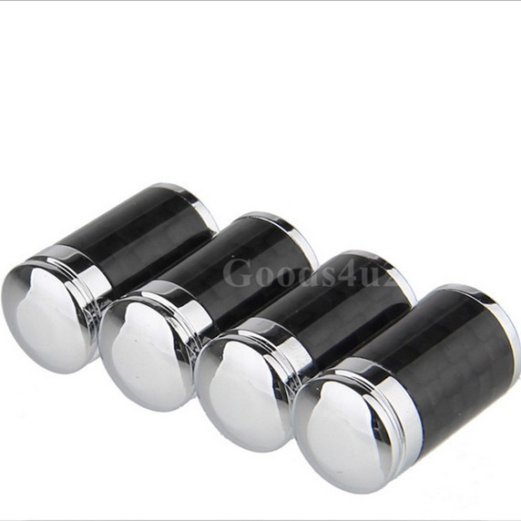 4 ชิ้น/เซ็ต Auto ล้อ Stem Air สีดําคาร์บอนไฟเบอร์ดูโลหะผสมยางวาล์วฝาครอบสําหรับ Toyota Y8SV DX5W