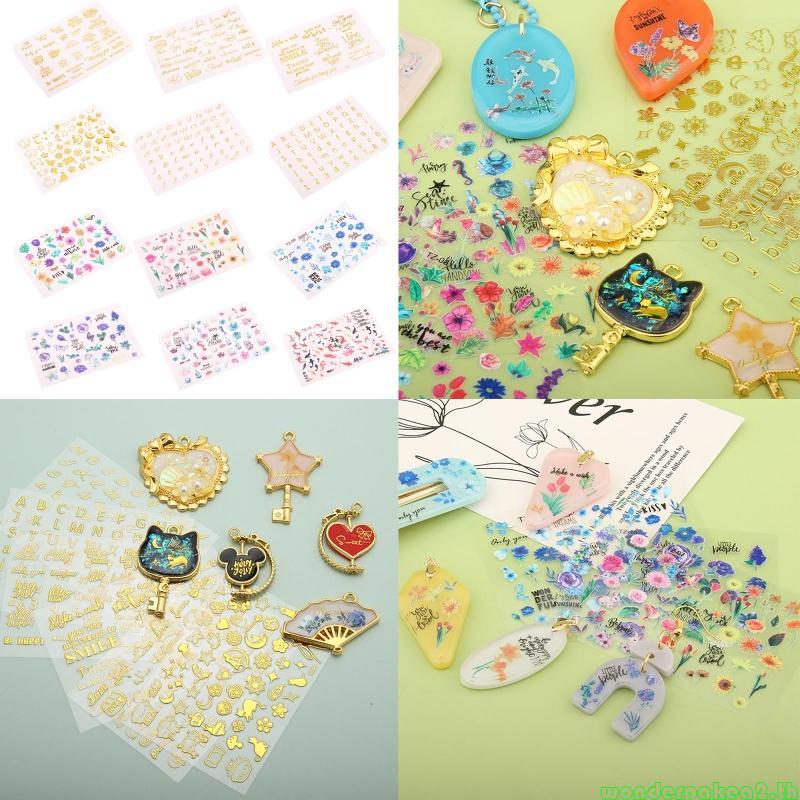 Wonderpake2 Gold Printing Sticker Epoxy Flower Series Blessing Sticker Alphanumeric Sticker