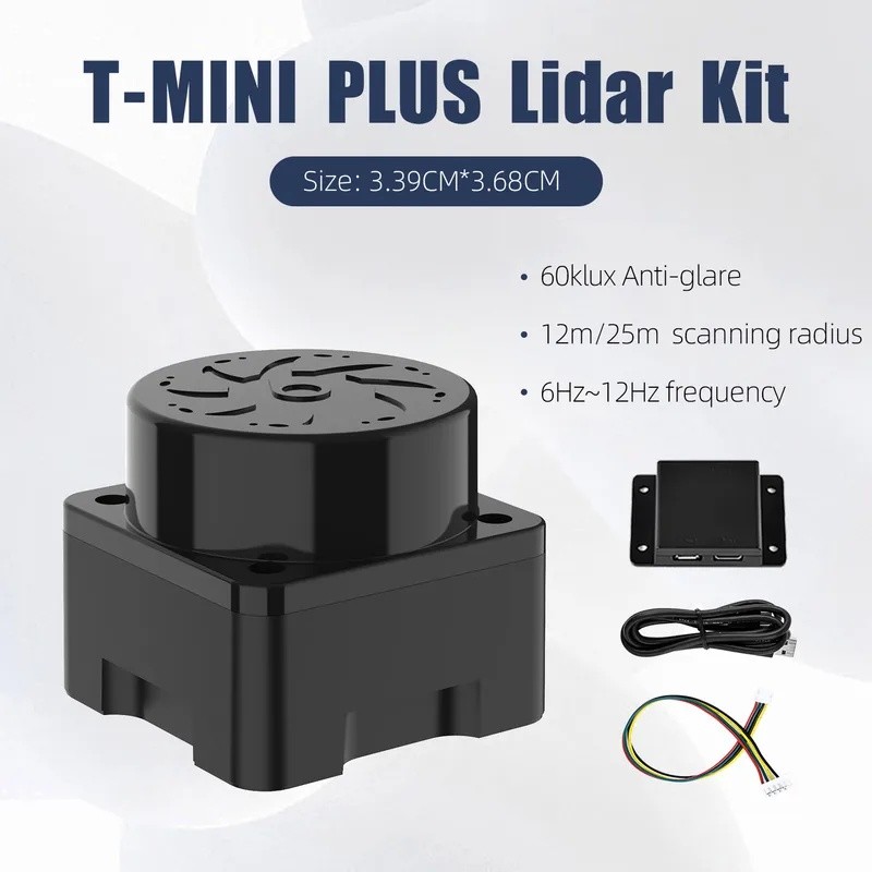 ขายร้อน ของแท้ T-MINI-Plus Lidar Scanner 360°TOF Ranging 12M/25M 3D Sensor Kit รองรับ ROS1 ROS2 ROS 