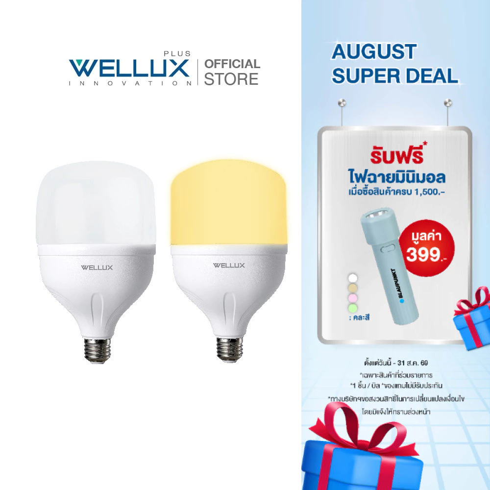 WELLUX หลอดไฟไฮเพาเวอร์กำลังวัตต์สูง 25W 35W 45W 55W 65W แสงขาว LED HIGH POWER GERARD SERIES ขั้วE27