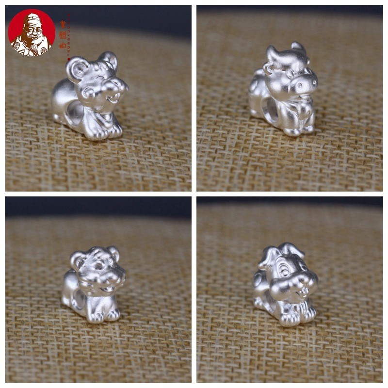 S999 Hard Silver Zodiac Spacer ลูกปัด diy999 เงินแท้สร้อยข้อมือถักเชือกหนังเครื่องประดับอุปกรณ์เสริม