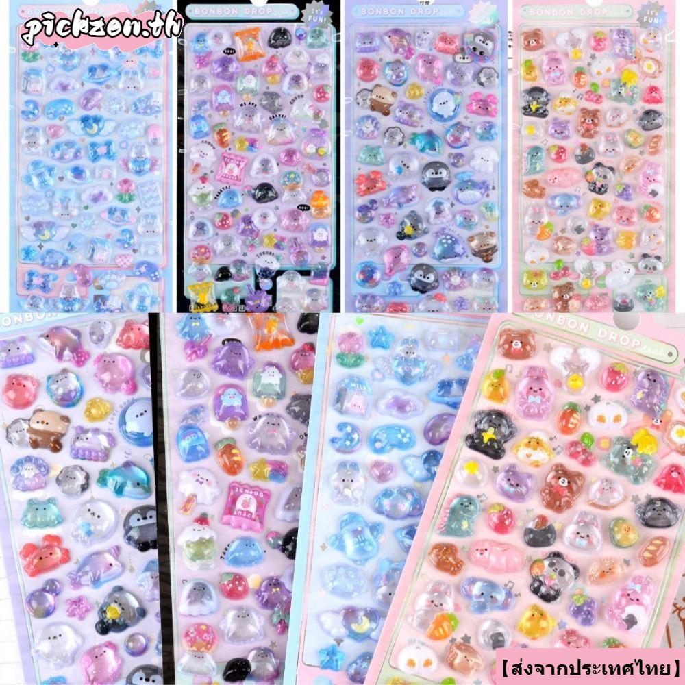 สติกเกอร์เจลลี่ PICGZEN, ไดอารี่ Scrapbooking สติ๊กเกอร์พลาสติก, ตกแต่งโทรศัพท์มือถือเต็นท์มือ DIY บรรเทาสติกเกอร์คริสตัล