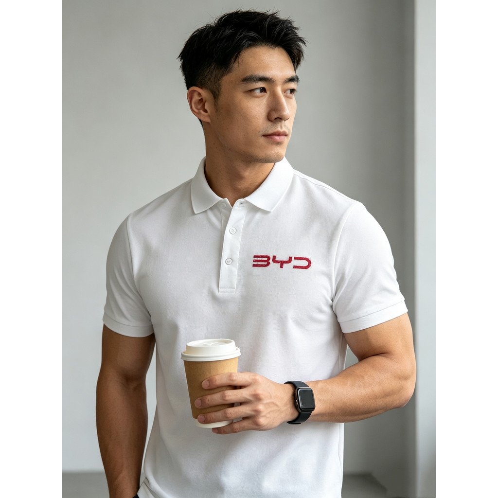 เสื้อยืด OPOLO โลโก้ BYD สำหรับผู้ชายและผู้หญิง