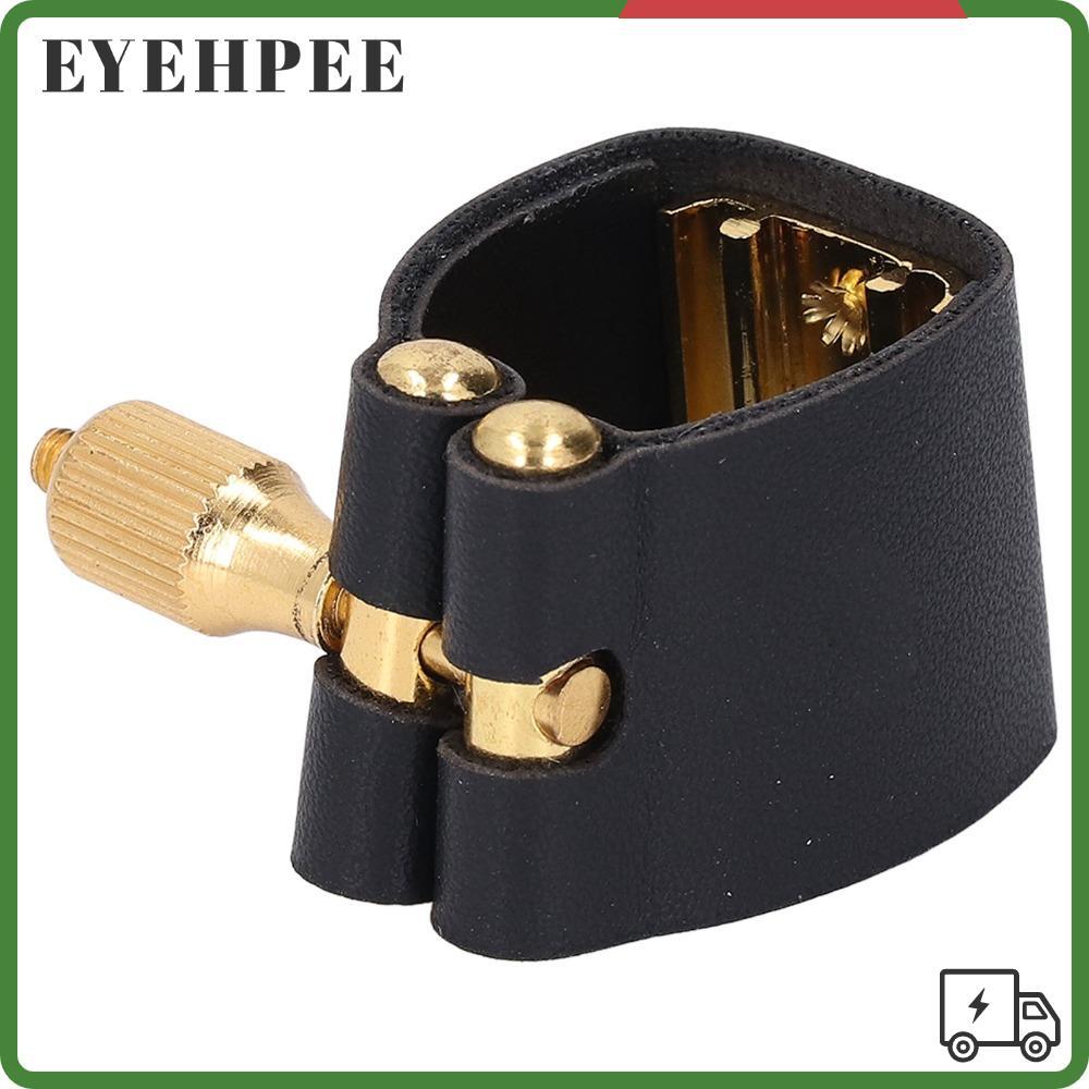 SERENDI Sax Mouthpiece Ligature, สีดําหนังและโลหะ Alto แซ็กโซโฟนอุปกรณ์เสริม, ปรับ Alto Sax Ligature