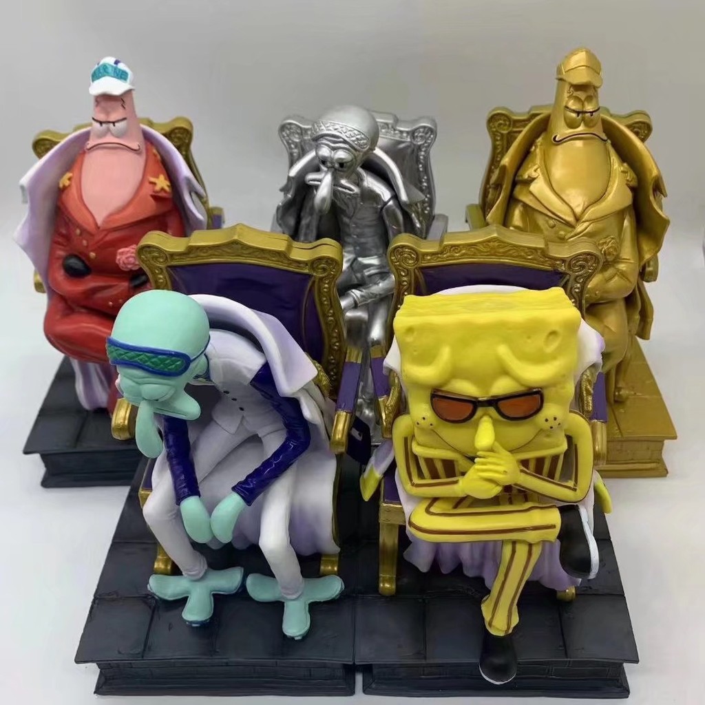 Premium-KMG One Piece x SpongeBob Crossover Admirals Figure Set (Aokiji, Kizaru as SpongeBob, Akainu