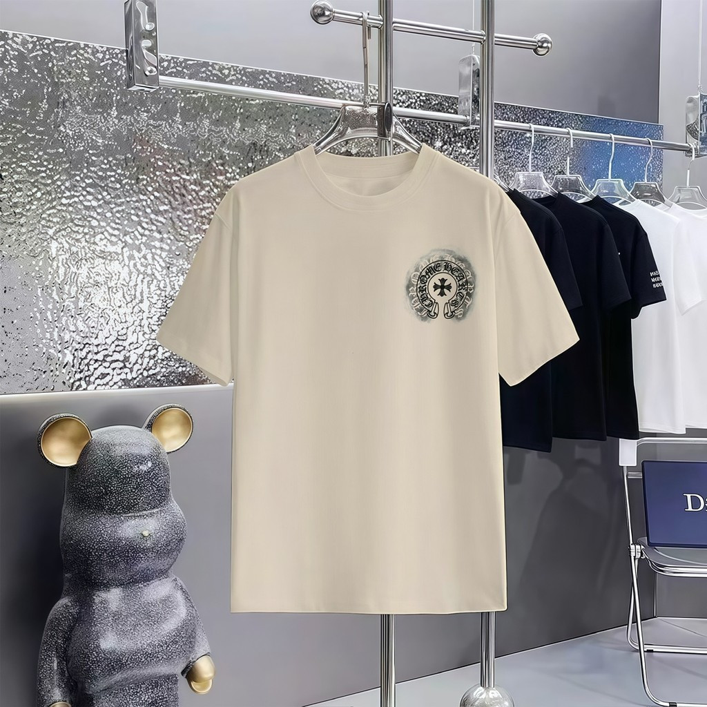 Chrome Hearts/Chrome Hearts ผู้ชายผู้หญิงเสื้อยืดพิมพ์เสื้อยืดรอบคอเสื้อยืดฟิตเนส Home VPHM