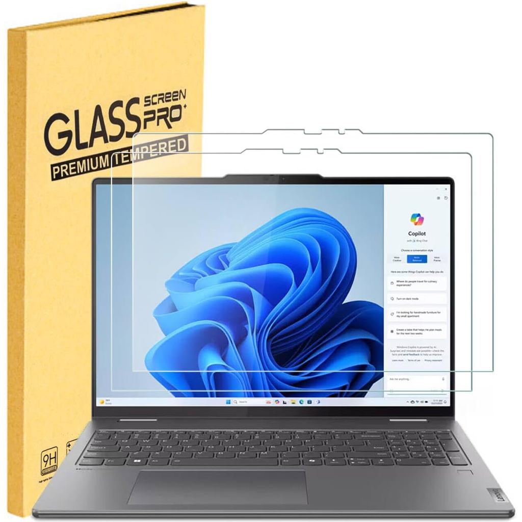 2 แพ็คกระจกนิรภัยป้องกันหน้าจอสําหรับ Lenovo IdeaPad 5/5i 2-in-1 (16′, Gen 10 16AKP10 16IAL10) แล็ปท