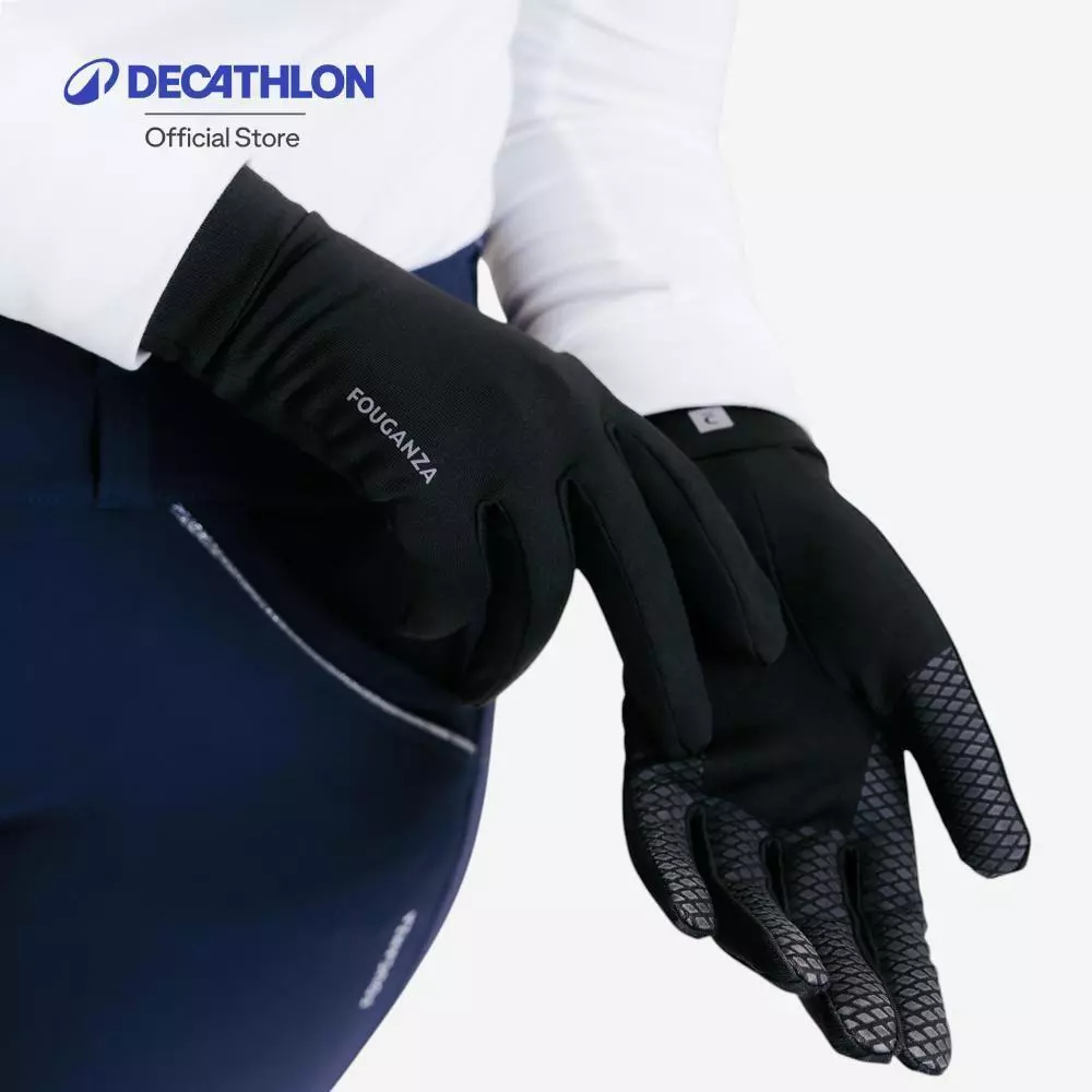 Decathlon Adult Horse Riding Gloves 100 ถุงมือขี่ม้าสำหรับผู้ใหญ่ รุ่น 100 - Black
