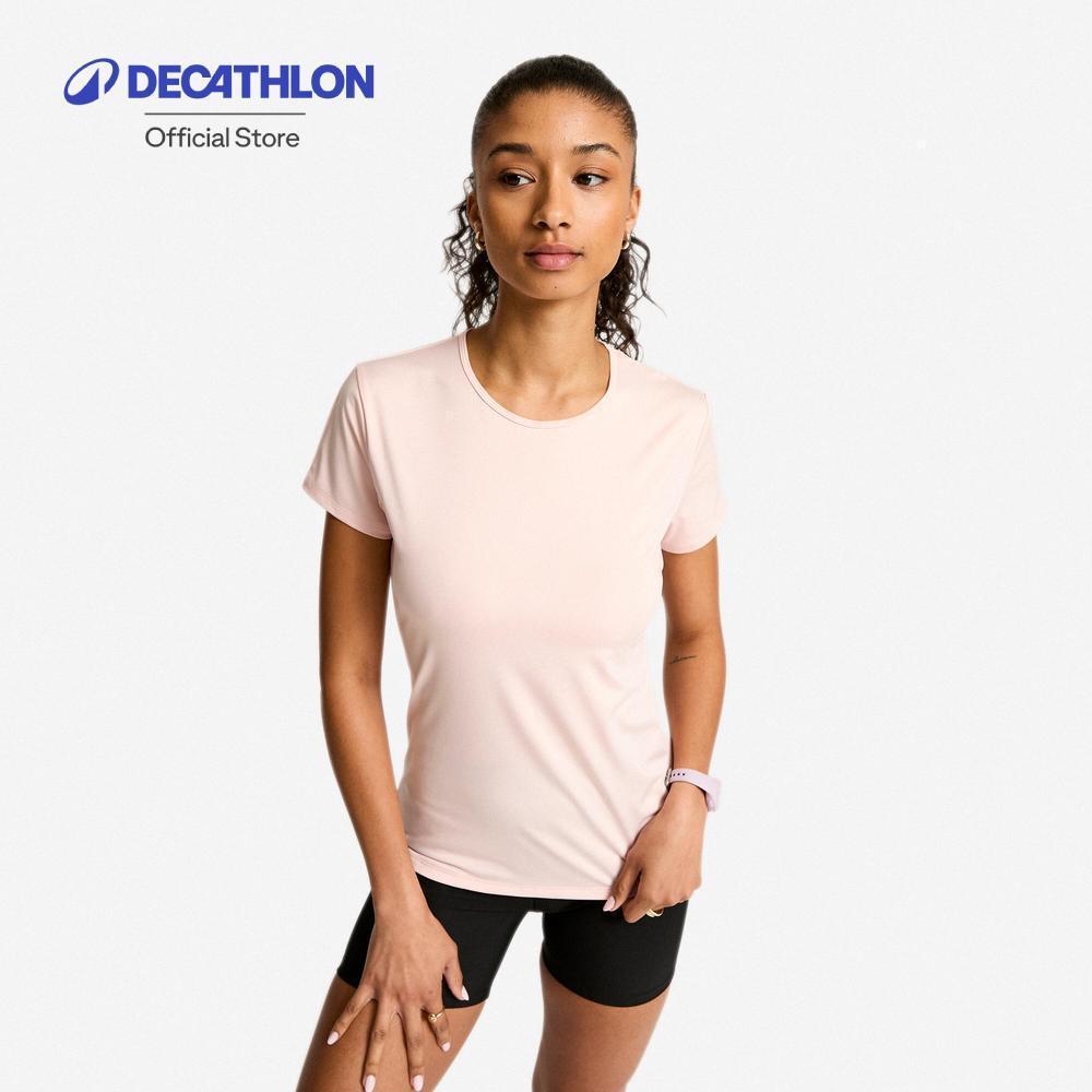 Decathlon Women'S Short-Sleeved Fitness Cardio T-Shirt เสื้อยืดรุ่น Fts100 Basic - Pink