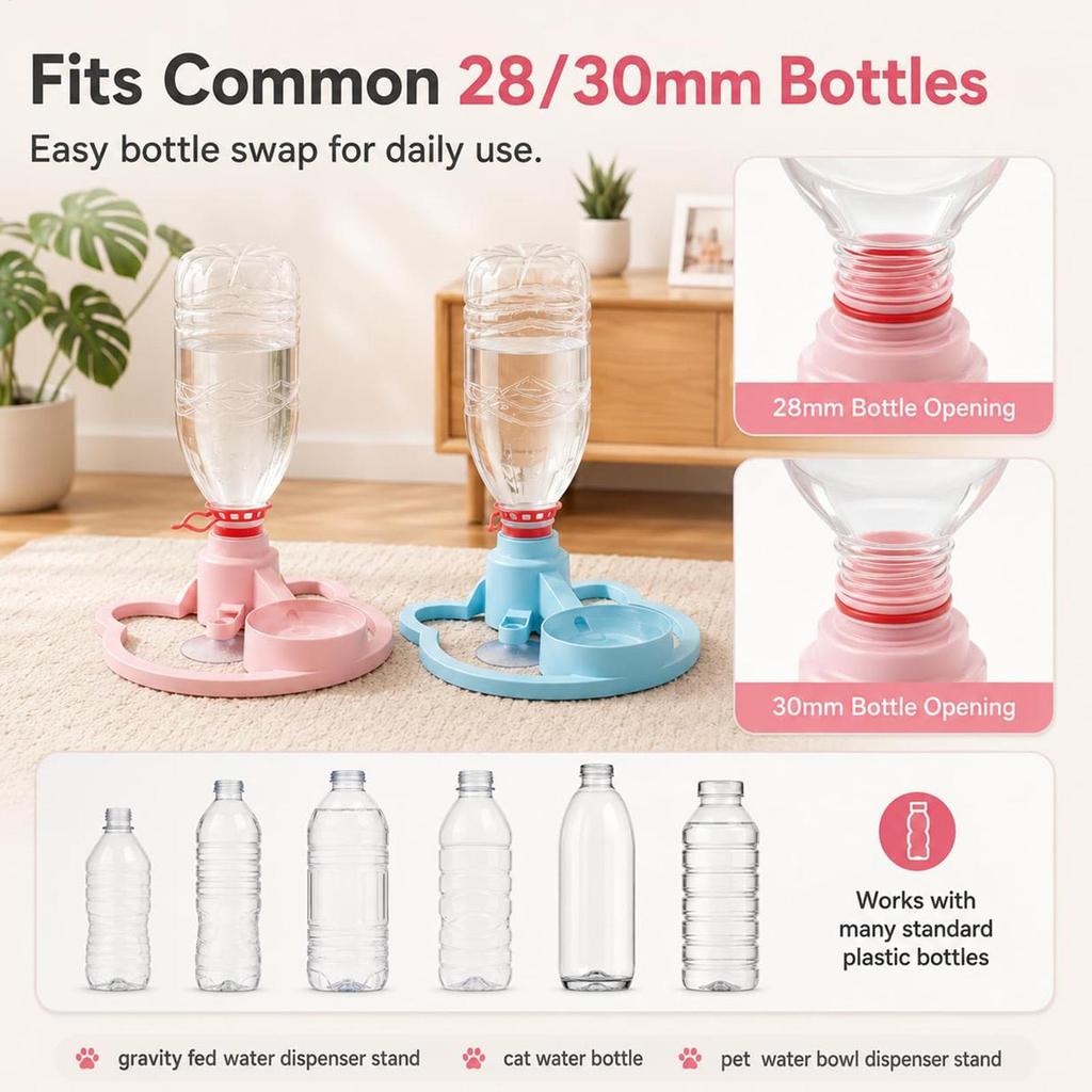 Pet Water Bowl Stand Gravity Pet Water Dispenser Stand Auto Refill Pet Drinking Dispenser Station สะ