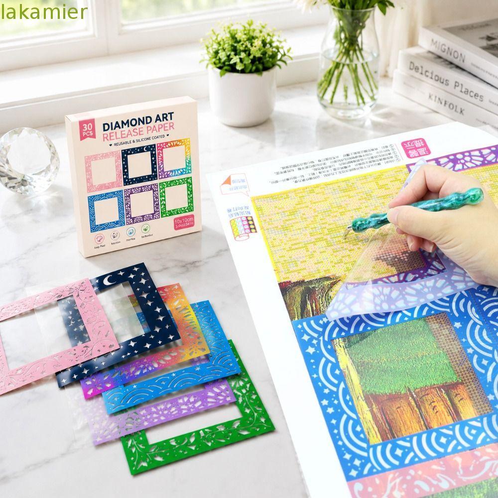LAKAMMY 30PCS Diamond Painting Release Film,Reusable Plastic Diamond Painting Protective Cover, Wrin