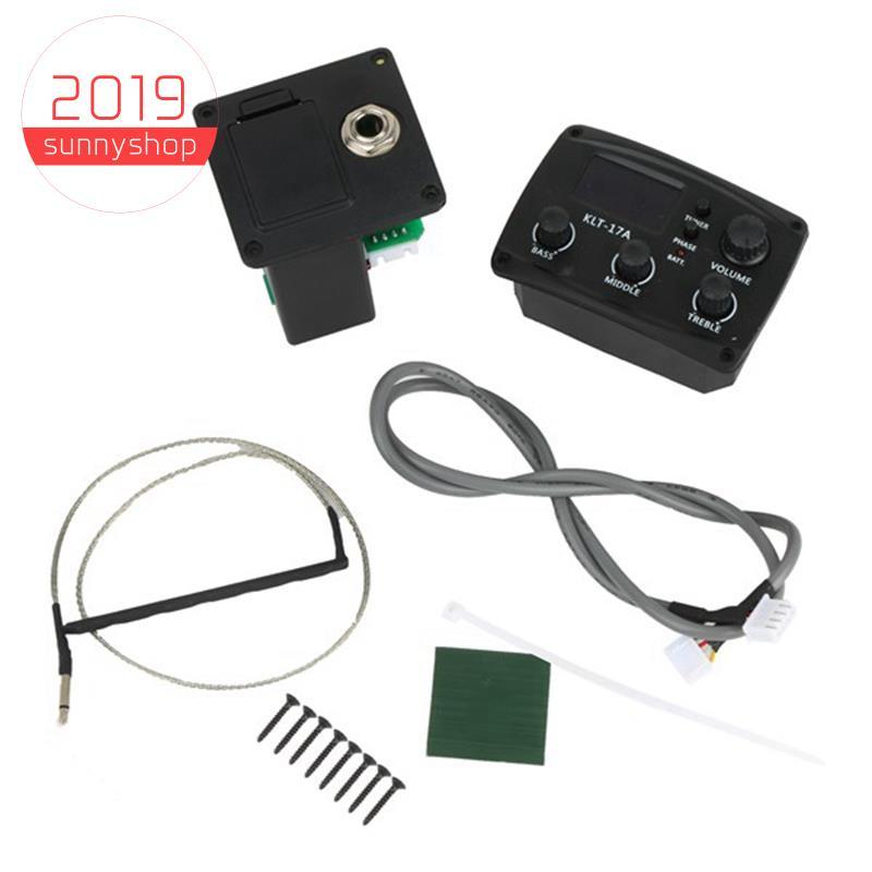 [sunnyshop2019]-17A กีต้าร์โปร่ง EQ Preamp พร้อมจูนเนอร์ Procedding ดิจิตอล 3 Band EQ Equalizer พร้อ