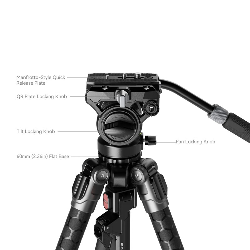 SmallRig x Potato Jet TRIBEX SE ขาตั้งกล้องไฮดรอลิก, การปรับความสูงแบบ One-Squeeze, Max heigh 168 ซม
