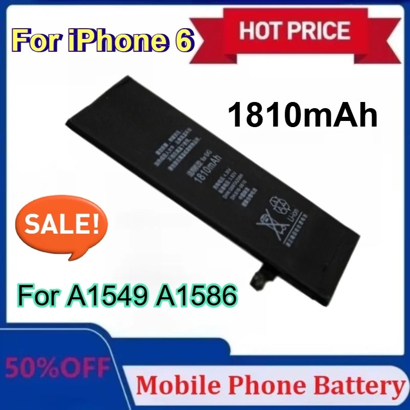 แบตเตอรี่ใหม่สําหรับ IPhone6 แบตเตอรี่โทรศัพท์มือถือ 1810mAh โทรศัพท์มือถือเปลี่ยนแบตเตอรี่คุณภาพสูง