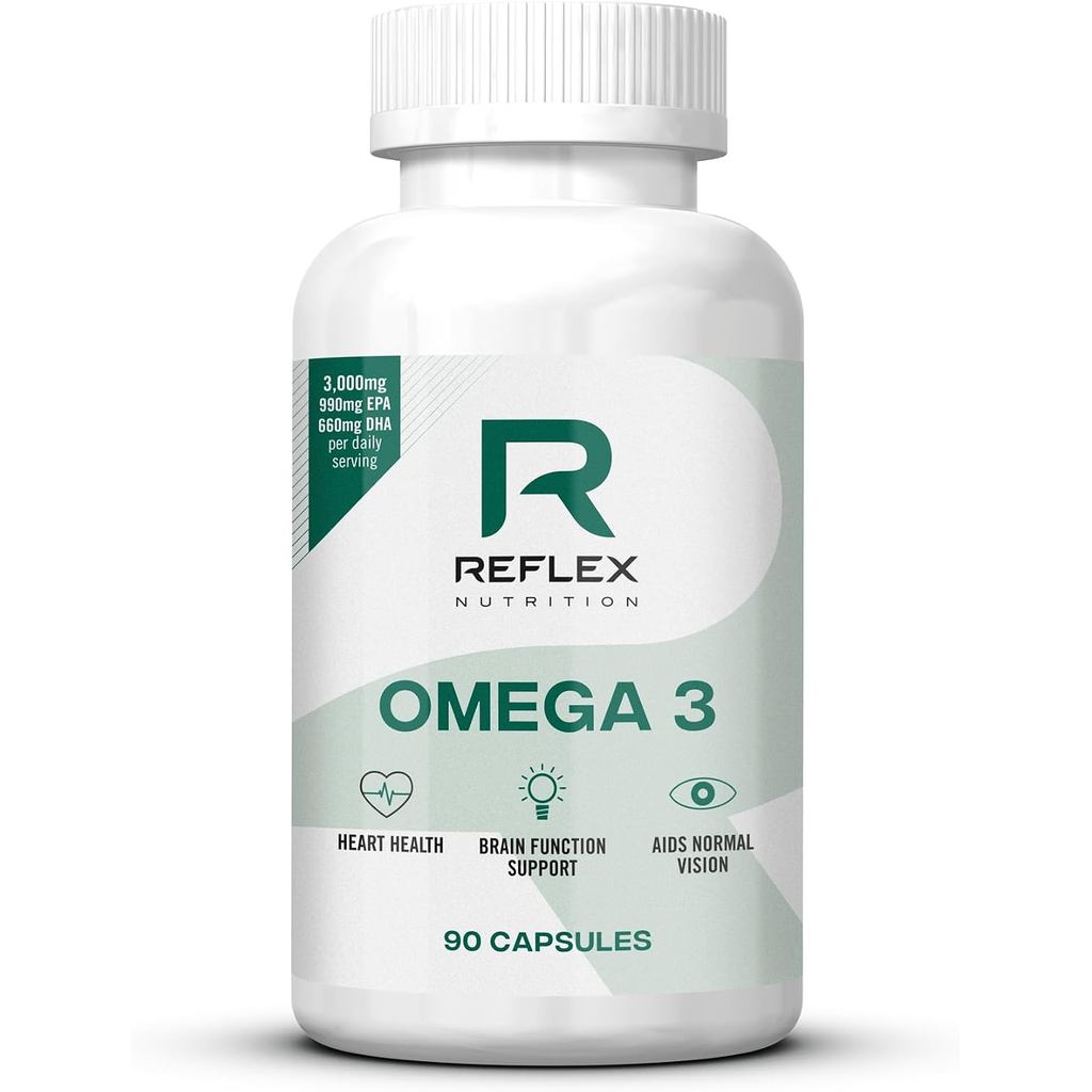 Reflex Nutrition Omega 3 - Omega 3 Capsules ความแข็งแรงสูง: อาหารเสริมน้ํามันปลา 1000 มก. พร้อม EPA 