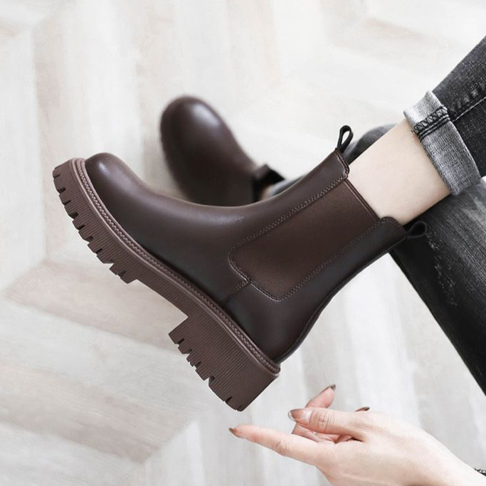 Han Chelsea Short Boots Women 2026 Thin Thick-Soled Boots Martin Boots Women British