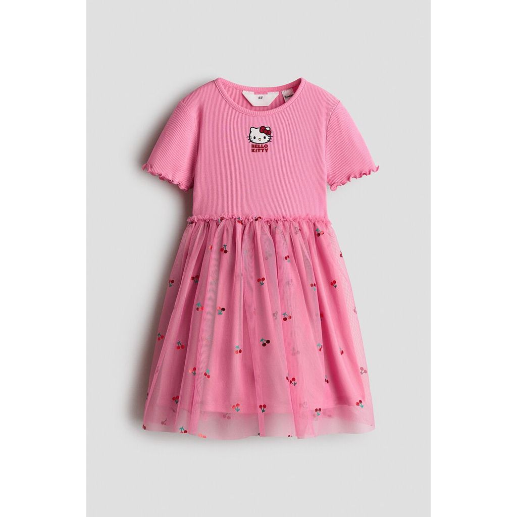 H&M(เอชแอนด์เอ็ม) เดรสกระโปรงผ้าตาข่ายพิมพ์ลาย เด็กหญิง 1358321_1