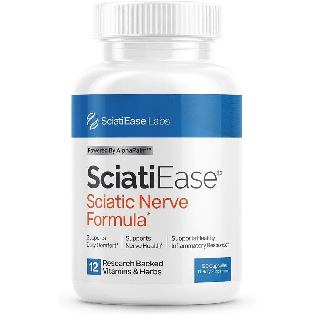 SciatiEase Sciatic Nerve Health Support-Nerve Support Formula,รวมกรดอัลฟ่าปาล์มติกสารสกัดจากPeaVitam