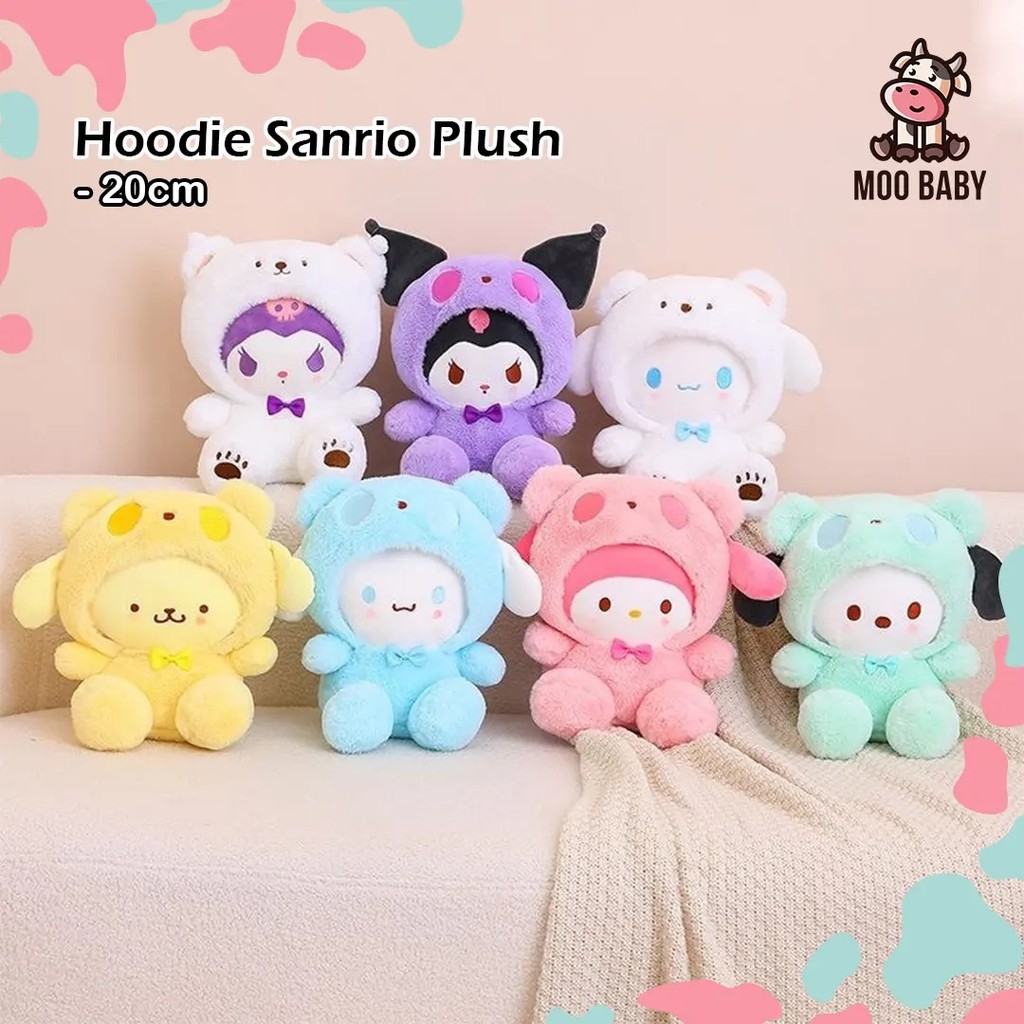 Moo เด็ก Sanrio Plushie ตุ๊กตา Hoodie Gabu Sanrio Plushie ตุ๊กตา Hoodie Kuromi Plushie My Melody ตุ๊