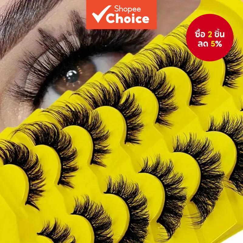 Mango Eye 3D Strip Lashes 7Pairs D Curl Super Light Fluffy ติดทนนานธรรมชาติ Finish
