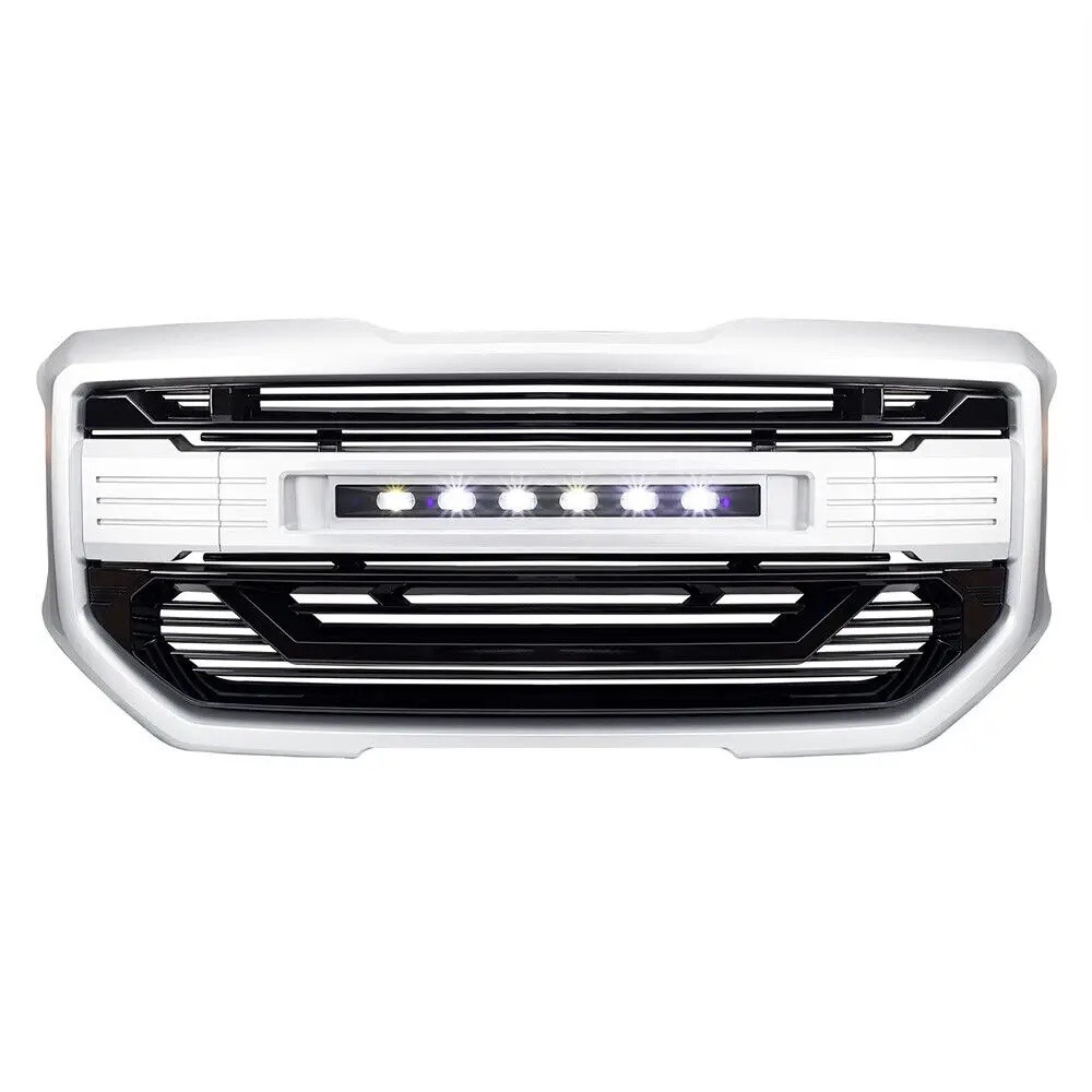 NTV5 คุณภาพสูง Silver & Black รถย่างเกราะด้านหน้าสไตล์ Grille กันชนย่างไฟ LED Off-Road สําหรับ 2016 