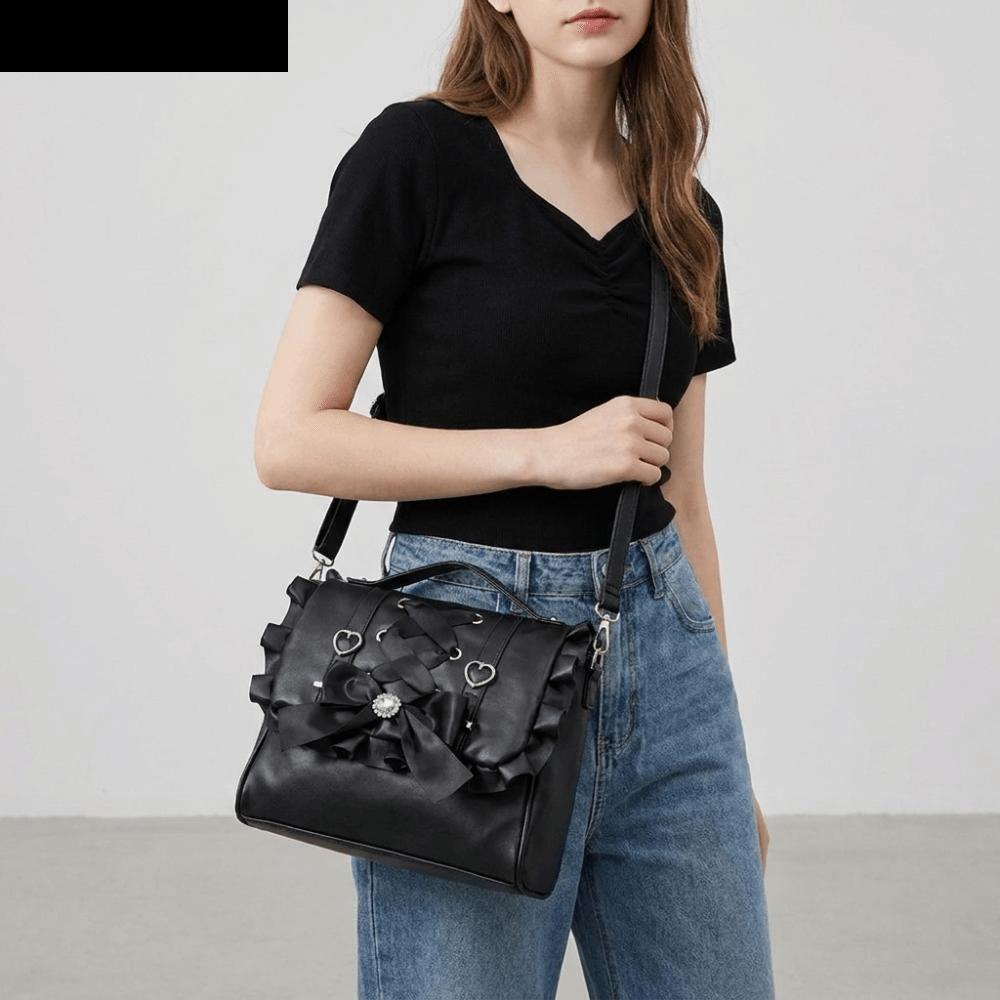 AUBREY1 Bow Backpack, Y2k Tie Ballet Style Shoulder Bag, Casual Handbag Bowknot Lolita School Bag Gi