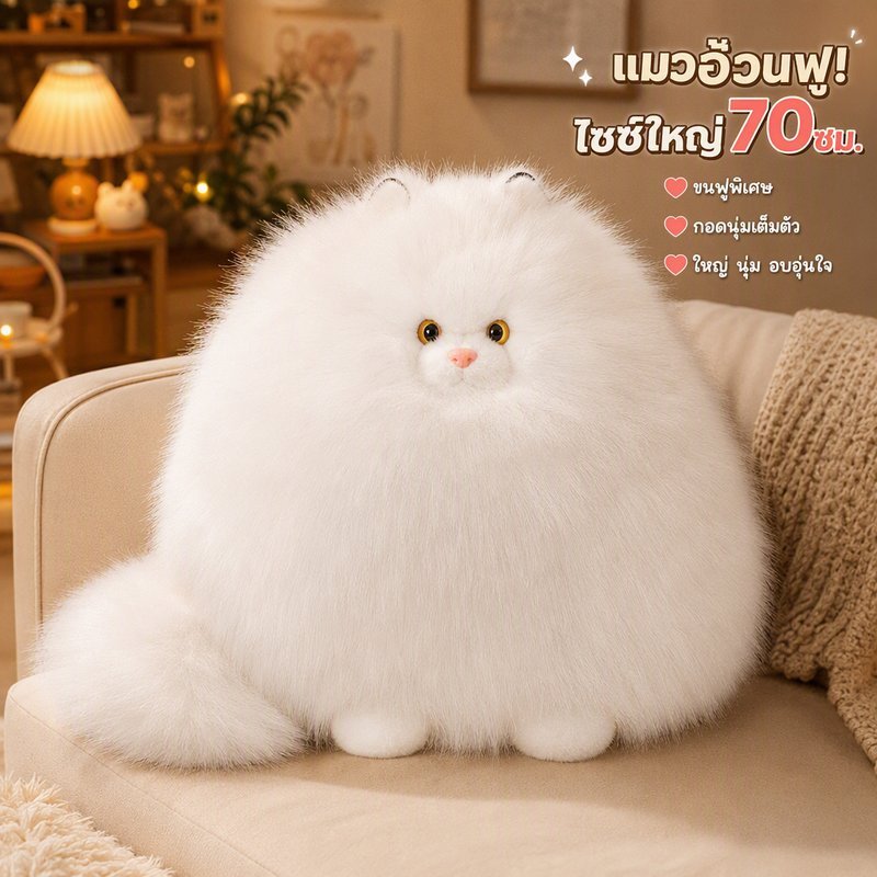 ตุ๊กตาแมวขนฟู หมอนกอด แมวเปอร์เซีย การ์ตูน นุ่ม 70cm ใยพีพี ตกแต่งห้อง ของขวัญผู้หญิง ตุ๊กตาขนนุ่ม